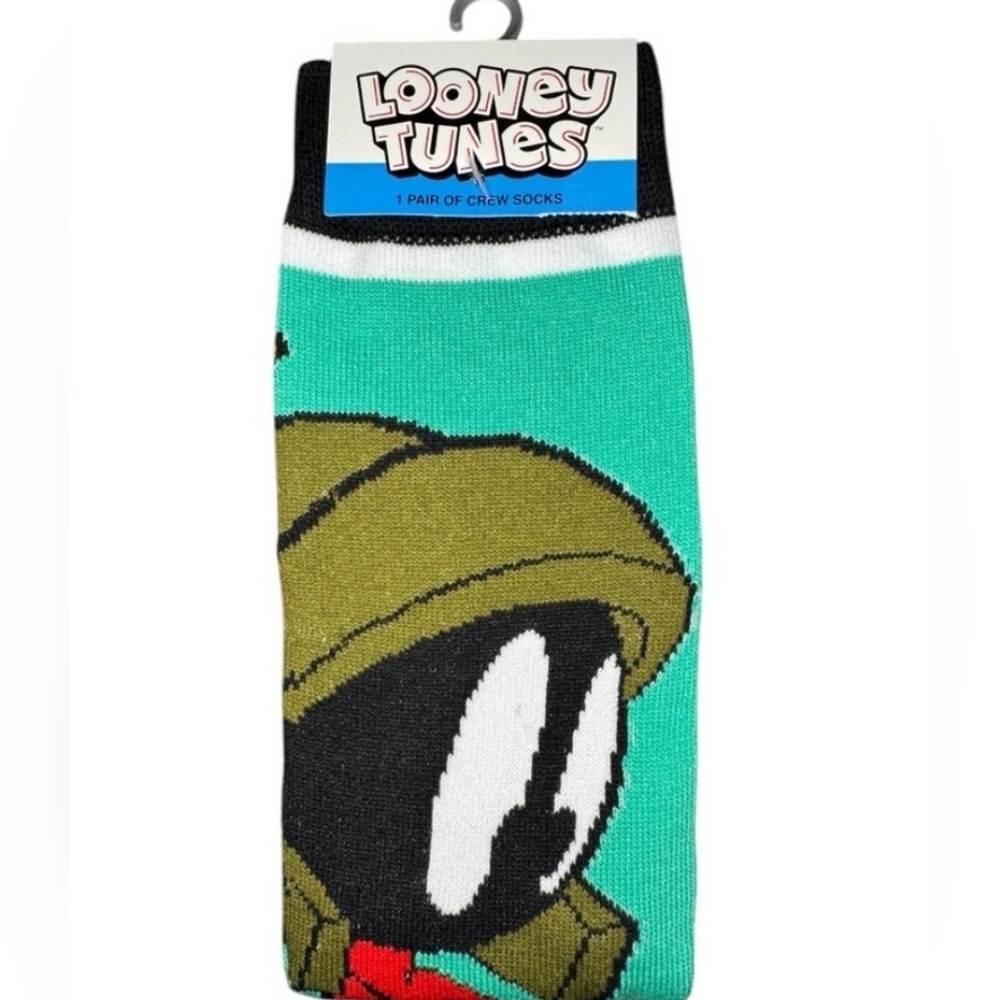 4/$25 Warner Bros Looney Tunes Marvin the Martian Cartoon Novelty Socks New